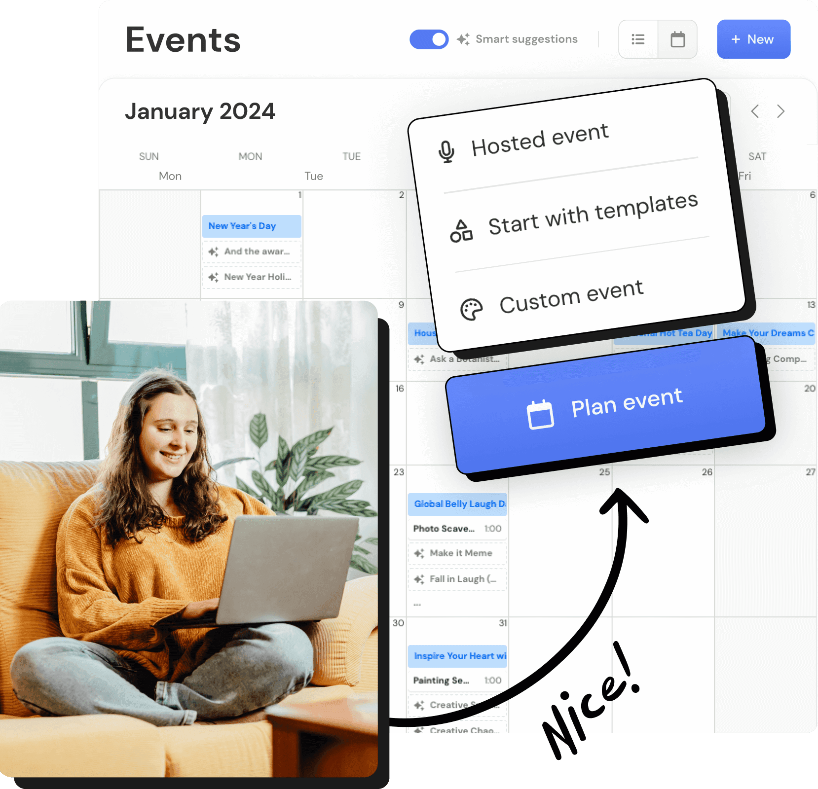 Product Screnshot of Discover & publish events feature